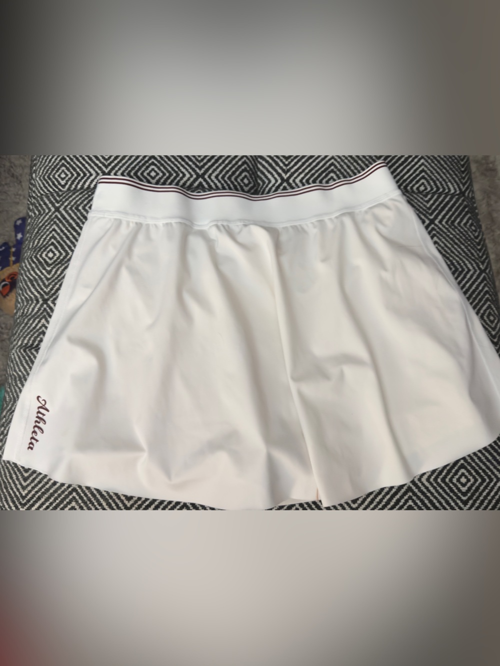 Athleta White Skort with Maroon Striped Waistband